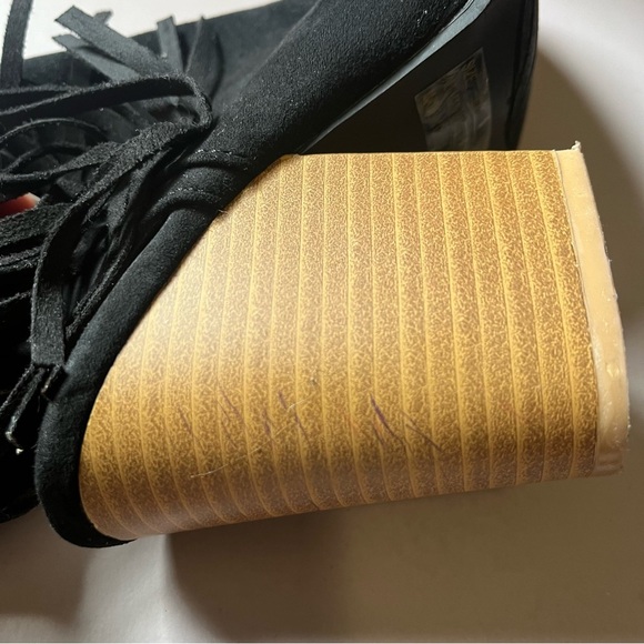 Qupid open toe fringe booties 6.5 black - Picture 8 of 8